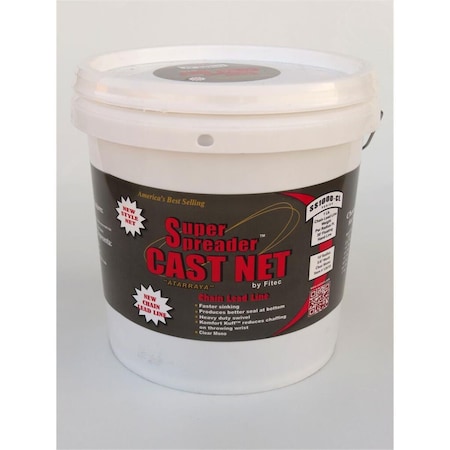 Super Spreader 12 ft. x 1 in. Mesh, SS1000-CL Chain Leaded Cast Net Clear, 1 lb wt 12712